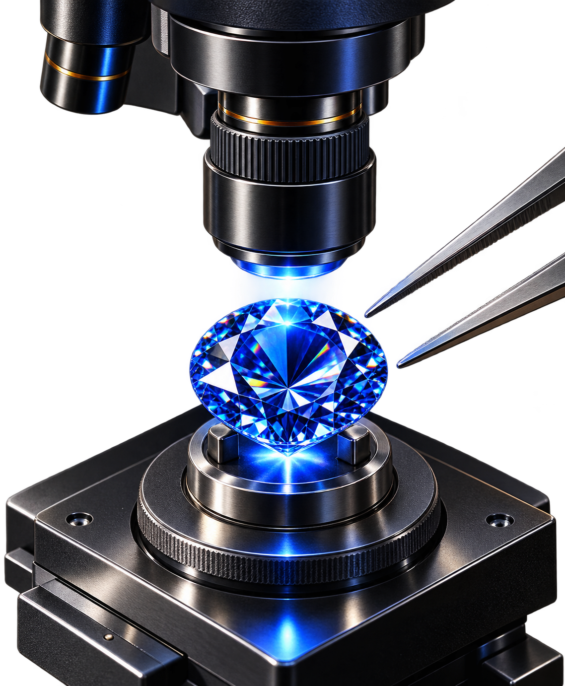 Gemstone under professional gemological examination