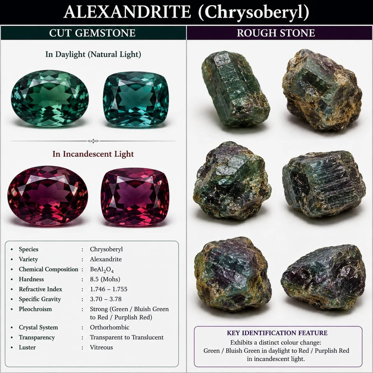 Alexandrite gemstone specimen
